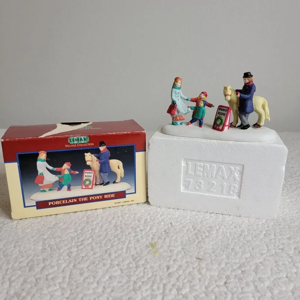 VTG Lemax Village Collection Porcelain The Pony Ride OOP Figurine 1997 w Box OOP